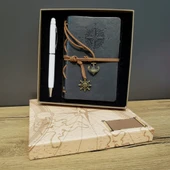 Gri Defter Ve Beyaz Kalem Kutulu Set thumbnail 1