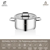 Nova Paslanmaz Çelik Cam Kapaklı Derin Tencere 28x16 cm - 2