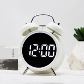 Valkyrie LED Ekranlı Analog Alarmlı Masa Saati Çalar Saat Pil Dereceli Çift Alarmlı Dijital Saat Beyaz - 6