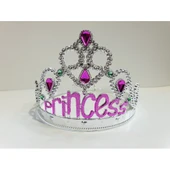 Gümüş Renk Prenses Yazılı Parti Tacı 60 cm - 2