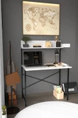 Dizayn Motion Parla Üstten Raflı Dekoratif Çalışma Masası 50x90 Cm Beyaz thumbnail 1