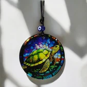 Kaplumbağa Desenli Mavi Renk 12 Cm Duvar Süsü - 2