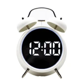 Valkyrie LED Ekranlı Analog Alarmlı Masa Saati Çalar Saat Pil Dereceli Çift Alarmlı Dijital Saat Beyaz - 3