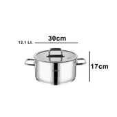 Nova Paslanmaz Çelik Cam Kapaklı Derin Tencere 30x17 cm thumbnail 4