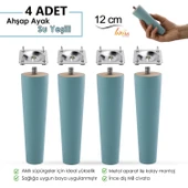 4 Adet Ahşap Ayak 12 Cm Su Yeşili M8 Civatalı Bağlantı Aparatlı Dolap Mobilya Koltuk Kanepe Destek Ayağı Ayakları thumbnail 1
