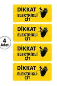 Elektrikli Çit Uyarı Levhası Tabelası Dikkat 4 Adet - 1