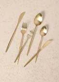 The Mia Shiny Çatal Kaşık Bıçak Takımı Mat Gold 24 Parça - 6