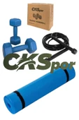 CKSpor Süper Set Siyah Yoga Pilates Matı + Atlama İpi + 1x2 Siyah Dambıl - 6