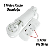 Grup Priz Kablolu 2'li Topraklı Fiş Çoğaltıcı 1 Metre Çoklu Asmalı Uzatma Kablosu Anahtarsız - 2