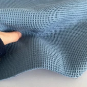 Kaf Kumaş  Küçük Kareli Waffle Pike | Mavi thumbnail 3