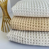Kaf Kumaş  Büyük Kareli Waffle Pike Bornozluk Kumaş | 100% Pamuk | BW-01 - 3