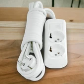 Grup Priz Kablolu 2'li Topraklı Fiş Çoğaltıcı 1 Metre Çoklu Asmalı Uzatma Kablosu Anahtarsız - 3