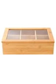 Bambu Organizer Kutu Takı Aksesuar Kutusu, Çay Kutusu 6 Bölmeli 24x16x7cm - 4