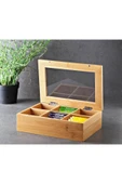 Bambu Organizer Kutu Takı Aksesuar Kutusu, Çay Kutusu 6 Bölmeli 24x16x7cm - 2