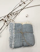 Denim Mavi 7 Katlı Çift Taraflı Dolgulu Müslin Bebek-Çocuk Battaniyesi Pamuk 110X110 cm - 3