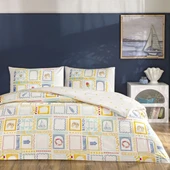 Taç Ranforce Çarşafı Lastikli Tek Kişilik Nevresim Takımı-Vario Sarı thumbnail 1