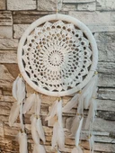Düş Kapanı Makrome Dreamcatcher Ekru Kuş Tüyü Rüya Kapanı Duvar Süsü Elişi - 4