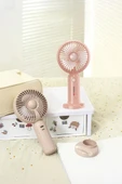Torima F-28 Pembe Taşınabilir Şarj Edilebilir Mini El Fanı Ve Masa Fanı Soğutucu Pervane - 2