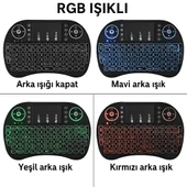 Akıllı TV ve Android Cihazlar için Kablosuz RGB Aydınlatmalı Mini Klavye Uzaktan Kumanda - 2