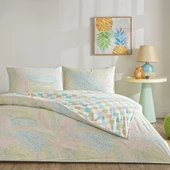 Taç Ranforce Çarşafı Lastikli Tek Kişilik Nevresim Takımı-Cardie Yeşil - 1