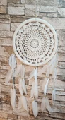 Düş Kapanı Makrome Dreamcatcher Ekru Kuş Tüyü Rüya Kapanı Duvar Süsü Elişi - 3