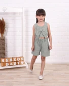 Serkon Kız Crop Muslin Şort Takım SER-0875 - 1