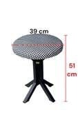 Tabure Kazayağı Kumaş Puf Makyaj Masası Sandalyesi Metal Sandalye Tekli Çap 39 x Yükseklik 51 cm - 4
