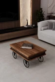 kolexonline Capria akıllı sehpa çalışma masası yemek masası yer sofrası tekerli araba model sehpa ceviz renk thumbnail 1