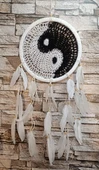 Düş Kapanı Makrome Dreamcatcher Yin Yang Kuş Tüyü Rüya Kapanı Duvar Süsü Elişi - 1