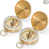 Yuvarlak Sarı Metal Kasa Su Geçirmez Fosforlu Dayanıklı Pusula G50 thumbnail 3