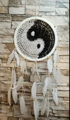 Düş Kapanı Makrome Dreamcatcher Yin Yang Kuş Tüyü Rüya Kapanı Duvar Süsü Elişi - 3