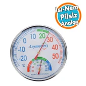 Termometre Isı ve Nem Ölçer Sauna Sıcaklık Ölçme Derece Gösterge Pilsiz Mekanik Düz Analog 1 Adet - 1