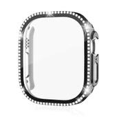 Apple Watch Ultra Ultra 2 49mm Uyumlu Tek Sıra Parlak Taşlı Rubber Kasa Kapak - 10