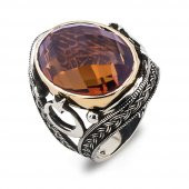 Zultanit Taşlı Ayyıldız Tasarımlı La Galibe İllallah Yazılı Gümüş Erkek Yüzük thumbnail 3