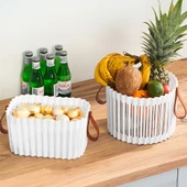 Porsima 4317 Beyaz 2'li Sepet Seti Banyo Mutfak Organizeri. thumbnail 2