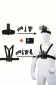 GoPro Aksiyon Kamera ve Telefon ile Uyumlu Kafa ve Göğüs Bandı Askı Seti - 4