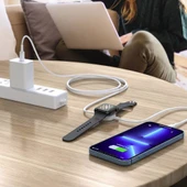 Type-C to Apple Watch 7 8 9 Ultra iPhone 11 12 13 14 Pro Max ile Uyumlu 15W Destekli Şarj Kablosu - 3