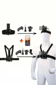 GoPro Aksiyon Kamera ve Telefon ile Uyumlu Kafa ve Göğüs Bandı Askı Seti - 3