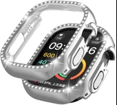 Apple Watch Ultra Ultra 2 49mm Uyumlu Tek Sıra Parlak Taşlı Rubber Kasa Kapak - 3