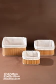 Posima 2083 Kare 3lü Pinterest Sepet Bambu Sepet Seti Dekoratif Banyo Mutfak Düzenleyici Organizeri Diğer - 1