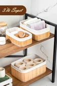 Porsima 2084 Dikdörtgen 3lü Pinterest Sepet Bambu Sepet Seti Dekoratif Banyo Mutfak Düzenleyici Organizeri Sarı - 1