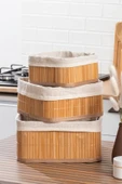 Posima 2083 Kare 3lü Pinterest Sepet Bambu Sepet Seti Dekoratif Banyo Mutfak Düzenleyici Organizeri Diğer - 2