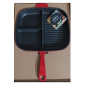 Lava Kırmızı Grill Bölmeli Izgara Dikdörtgen Döküm Tava - 2