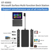 Onten Microsoft Surfrace Pro ile Uyumlu 3 4 5 6 RJ45 HDMİ Usb 3.0 Çevirici - 7