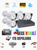 ExitCam 4'lü AHD Kamera Seti 1080p FullHD Gece Renkli IP67 + 4CH DVR + 1TB HDD + 100m Kablo - 1