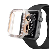 Apple Watch 5 6 44mm Uyumlu Çift Sıra Parlak Taşlı Rubber Kasa Kapak thumbnail 6