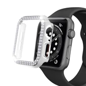 Apple Watch 5 6 44mm Uyumlu Çift Sıra Parlak Taşlı Rubber Kasa Kapak thumbnail 5