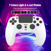 Ozmik PS4 için kablosuz kol PS4/Pro/Slim/PC ile uyumlu çift titreşimli/dokunmatik panel Android-İos  BEYAZ - 3