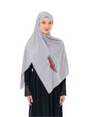 Polyster Gri Rengi Şal Filistin Haritası Karpuz Renkler İle Nakışlı S100036 - 1
