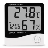 Techmaster 1 Dijital Termometre Nem ve Isı Ölçer Masa Saati Alarm - 3